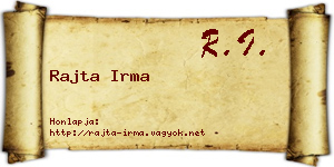 Rajta Irma névjegykártya